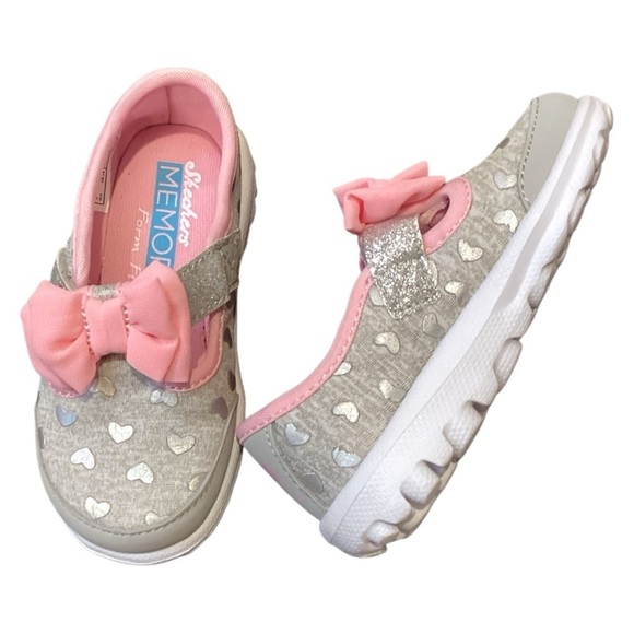 Skechers Go Walk Bitty Hearts Walking Sneakers, Grey & Pink - Size 6 NEW - Picture 8 of 8